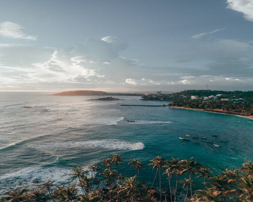 Relaxing landscape with ocean view at sunset